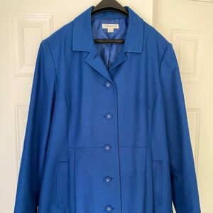 Women’s Blue Pendleton Tie Waisted Trench Coat Sz XL EUC